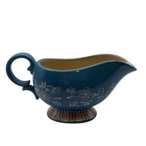 Temp-tations by Tara Floral Lace 9 oz Gravy Boat Blue/Teal Ceramic